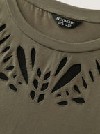 Cotton Cut-Out Neckline T-Shirt