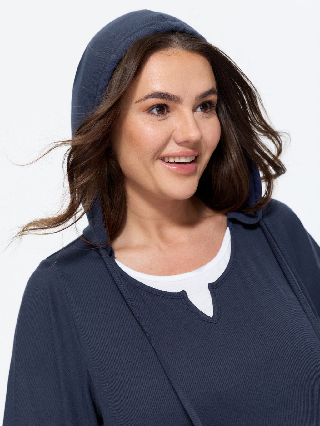 Stretchy Hooded Color Contrast T-Shirt