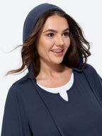 Stretchy Hooded Color Contrast T-Shirt