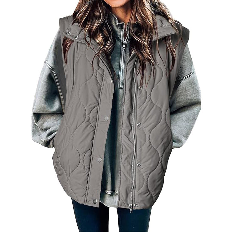 Women Cropped Puffer Vest Stand Collar Sleeveless Lightweight Quilted Vest