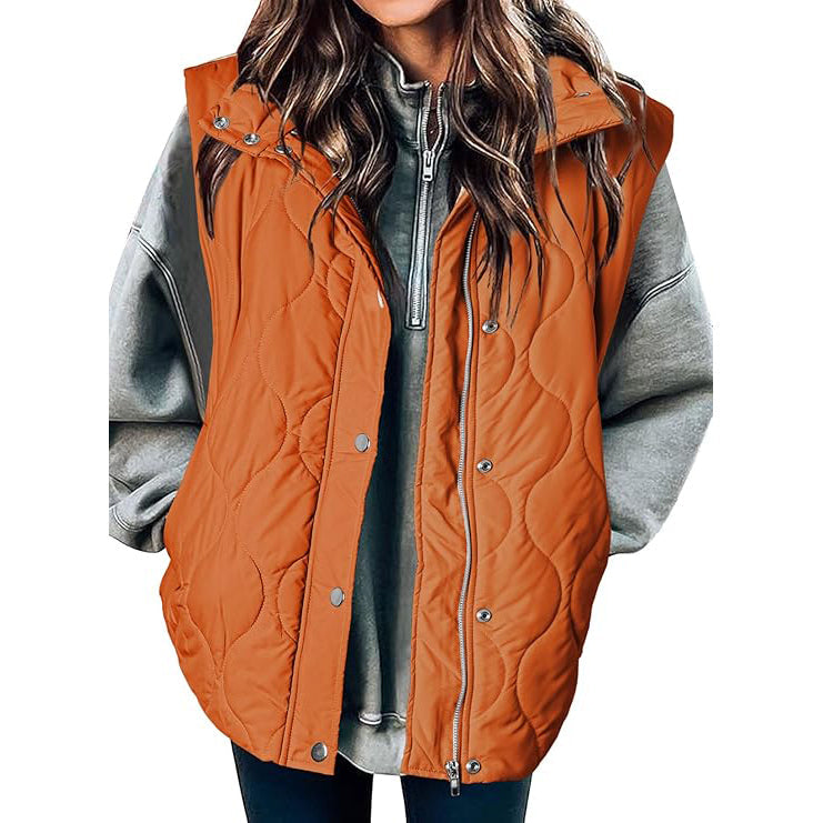 Women Cropped Puffer Vest Stand Collar Sleeveless Lightweight Quilted Vest