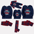 Christmas Family Matching Pajamas-Navy & Red Plaid Pjs Set with "Christmas Crew Making Memories Together" Slogan Print