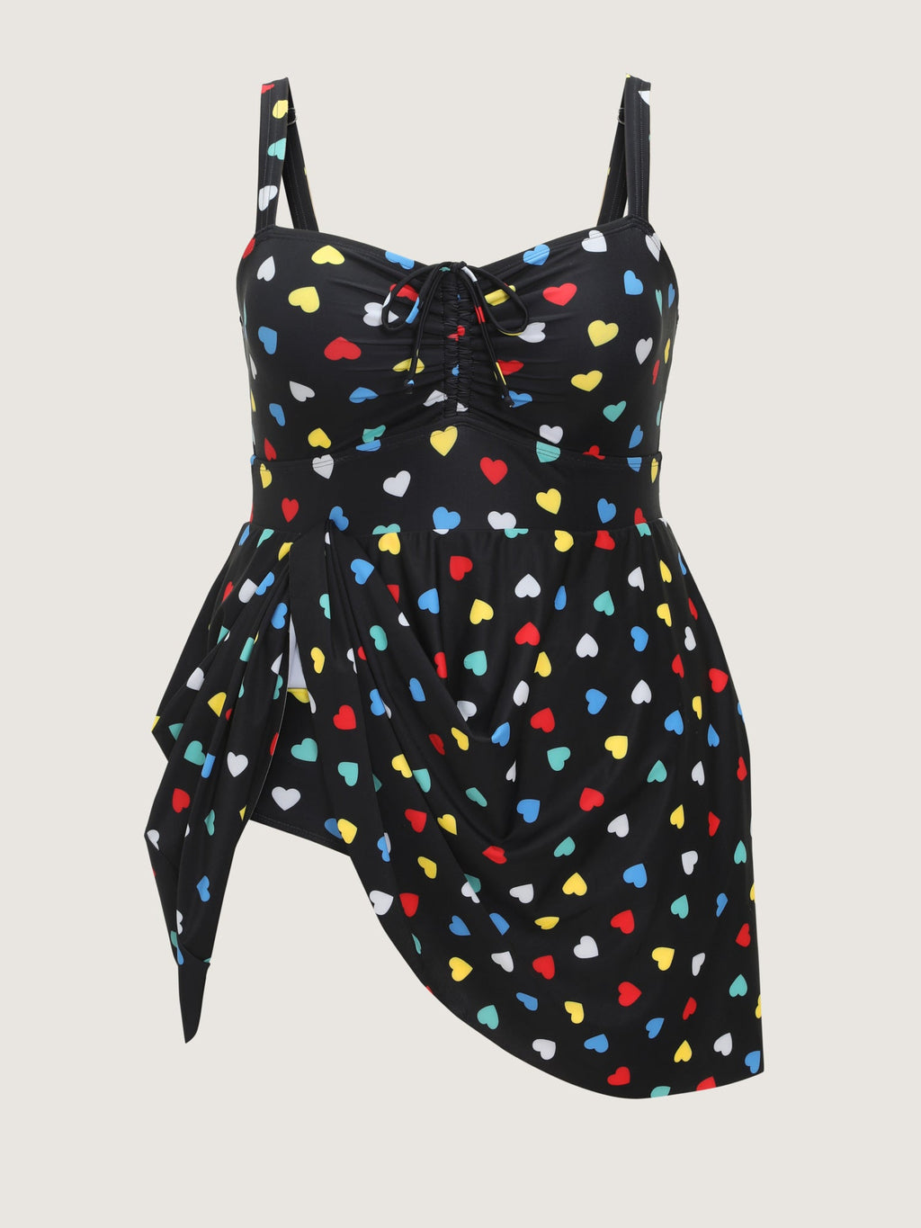 Colorful Heart Print Pockets Swim Dress
