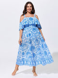 Sarong Set Floral Print One-Piece Swimsuit