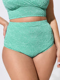 Floral Textured Tight-Fit Swim Bottoms