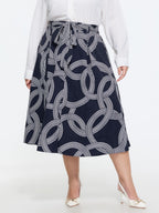 Abstract Print Waist-Tie Maxi Skirt
