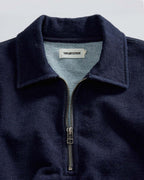 The Apres Quarter Zip in Rinsed Indigo Terry