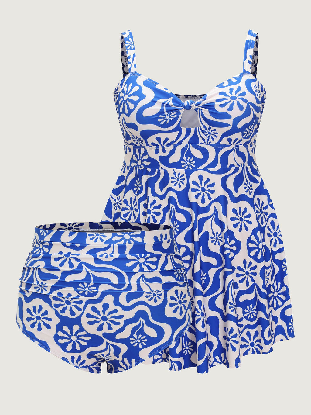 Geometric Print Cut-Out Bodice Swim Dress