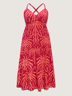 Tropical Breeze Print Stretchy Flowy Maxi Dress