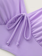Bow-Tie V-Neck Plain Swim Top