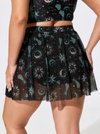 Sheer Star Moon Print Swim Bottoms