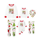 Family Christmas White Pajamas Set With Xmas Print