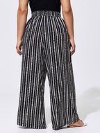 Striped Print Drawstring Waist Pants