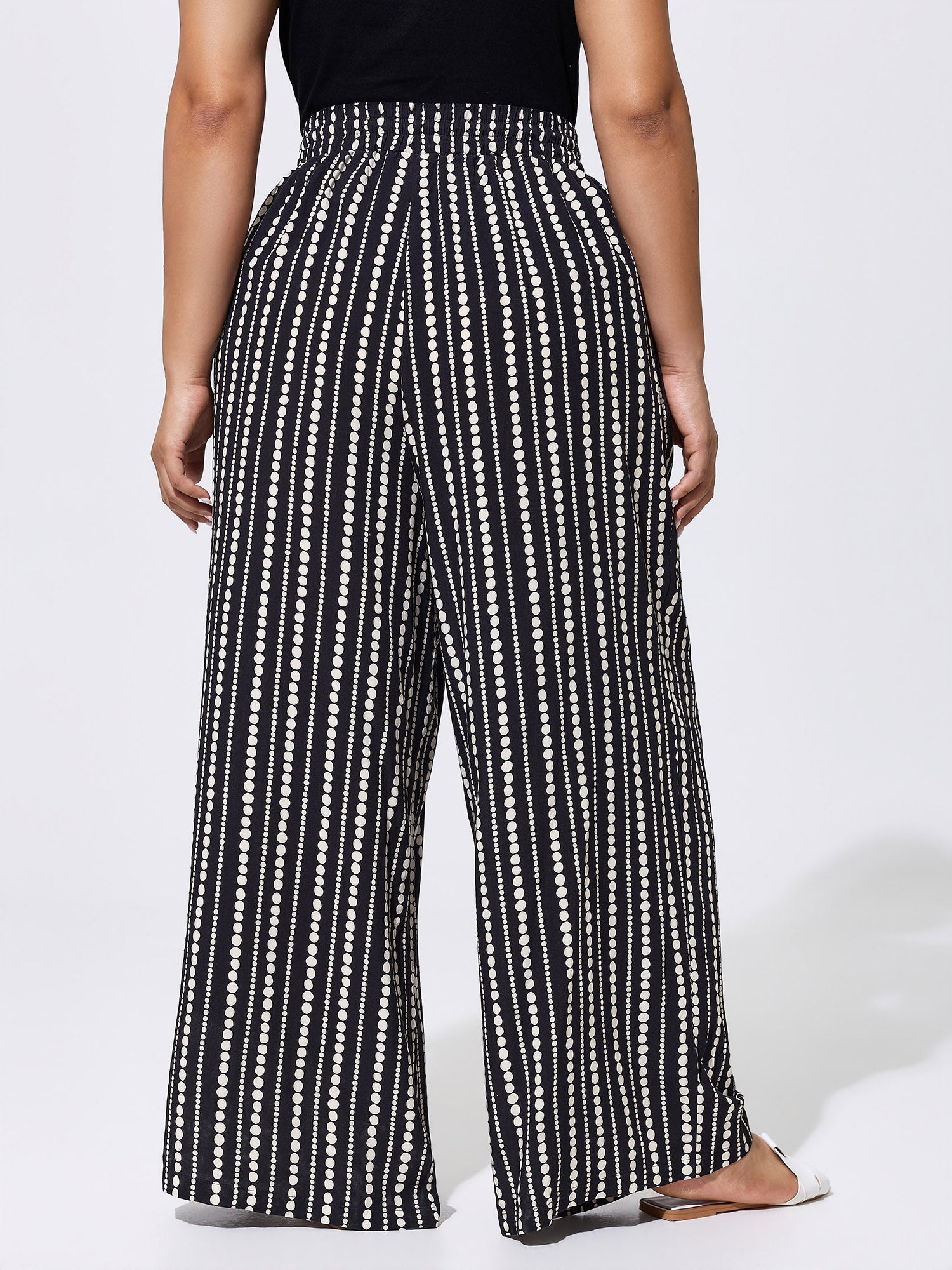 Striped Print Drawstring Waist Pants