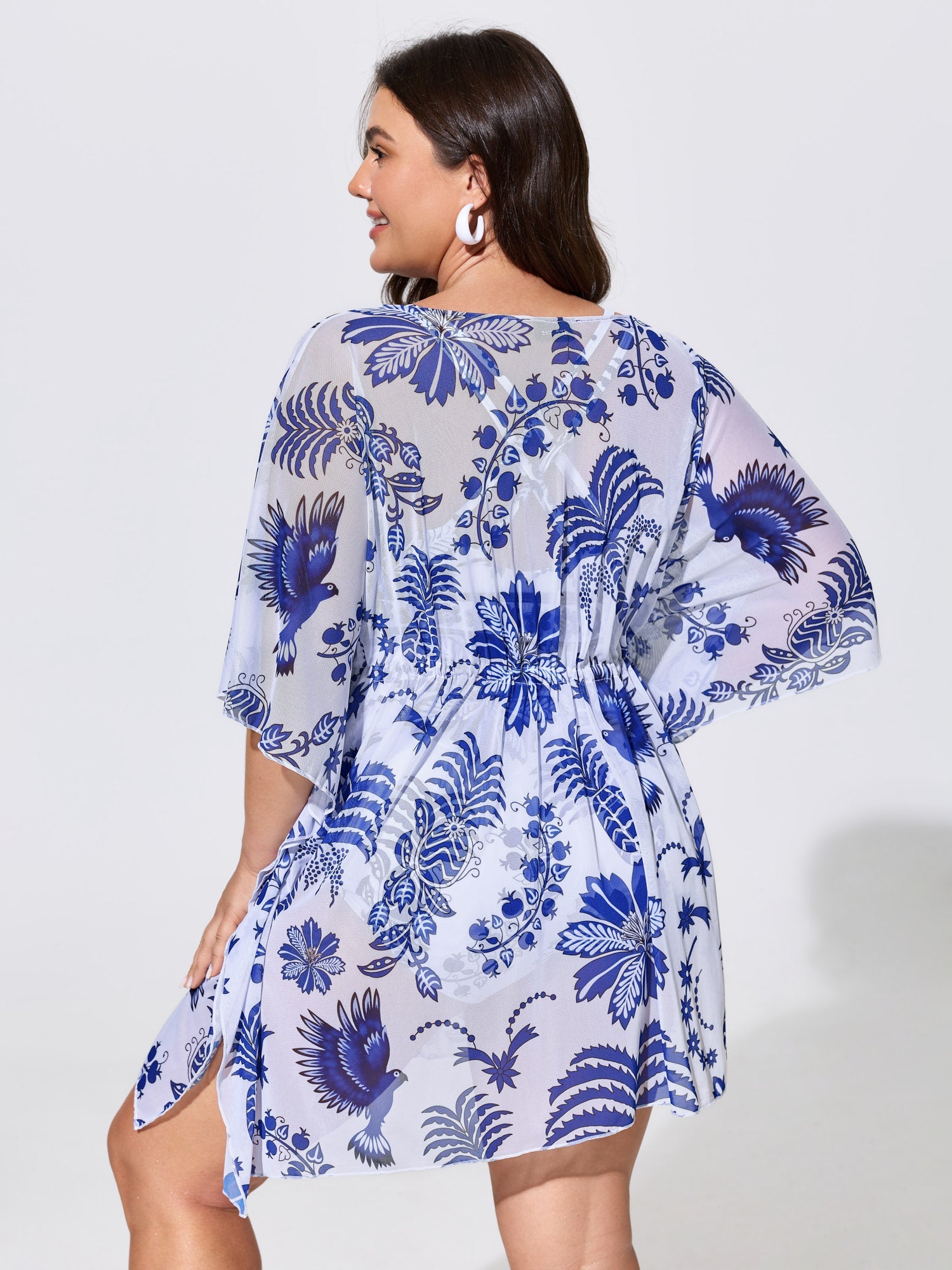 Kimono Two-Piece Tropical Print One-Piece Swim