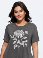 Supersoft Stretchy Floral Print Long T-Shirt