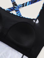 Tropical Print Double Strap Swim Top