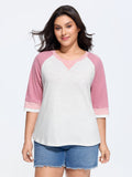 Cotton Stretchy Colorblock Raglan Sleeve T-Shirt