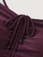 Sheer Ruched Bodice Tiered Swim Dress