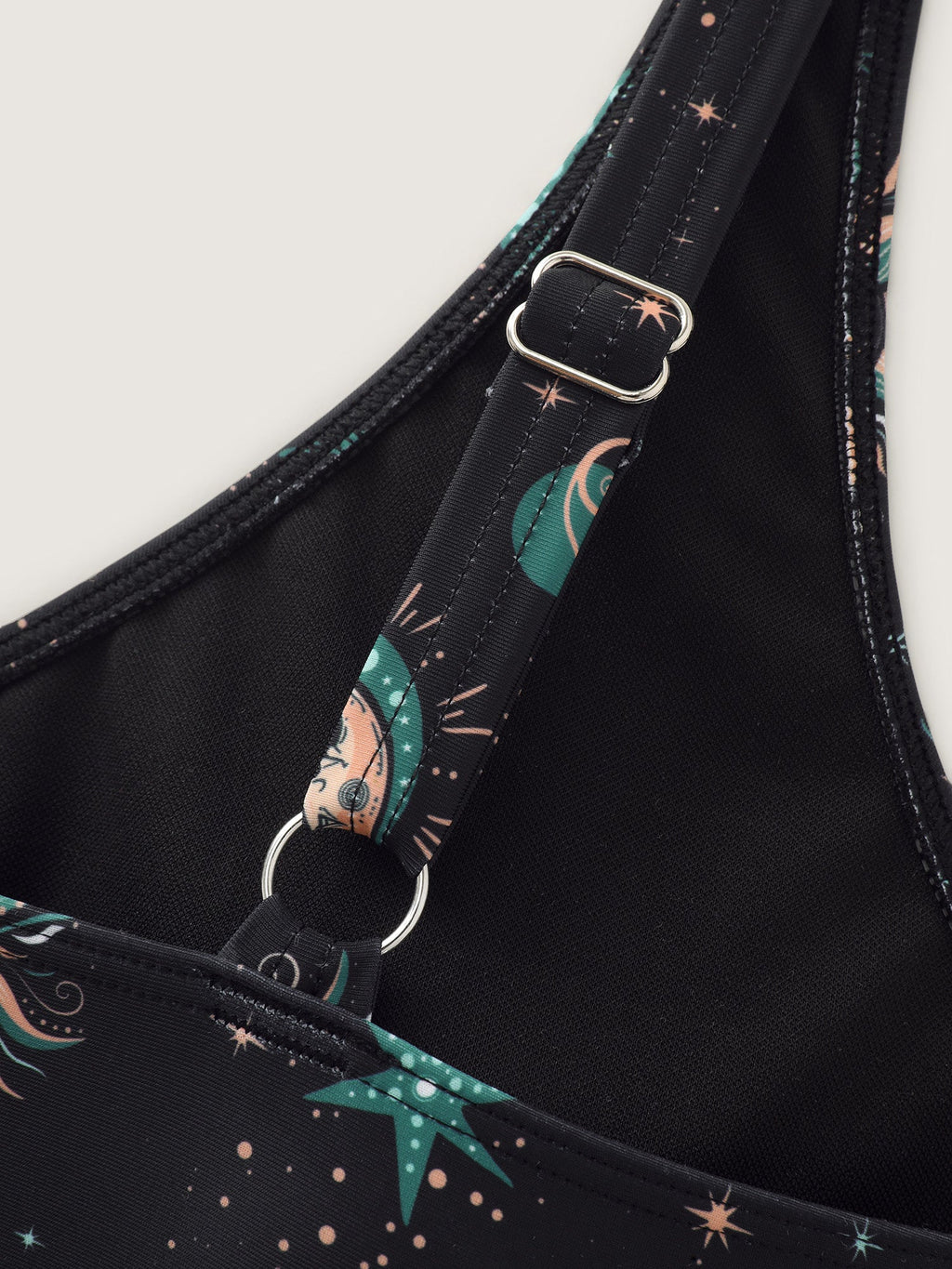 Star Moon Print Cut-Out Swim Top