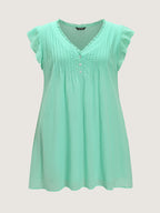 Cotton Toothpick Pleated Plain Mini Dress