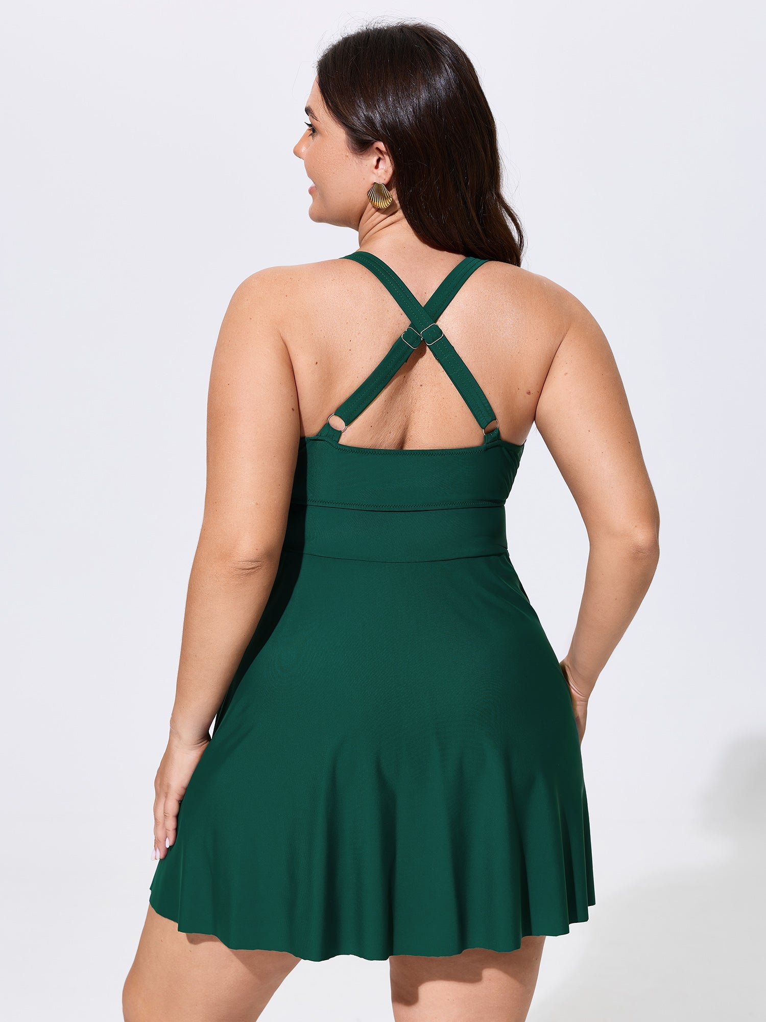 Cut-Out Detail Pockets Swim Dress