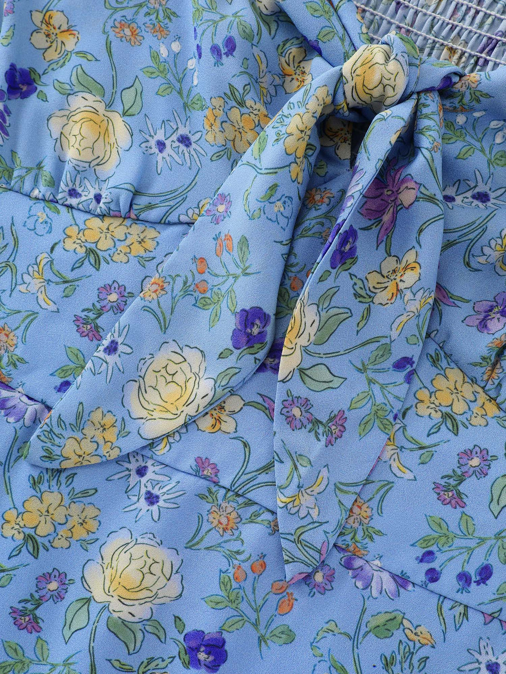 Floral Print Knotted-Front Ruched Midi Dress