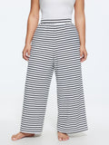 Striped Print Ribbed Pockets Lounge Bottoms