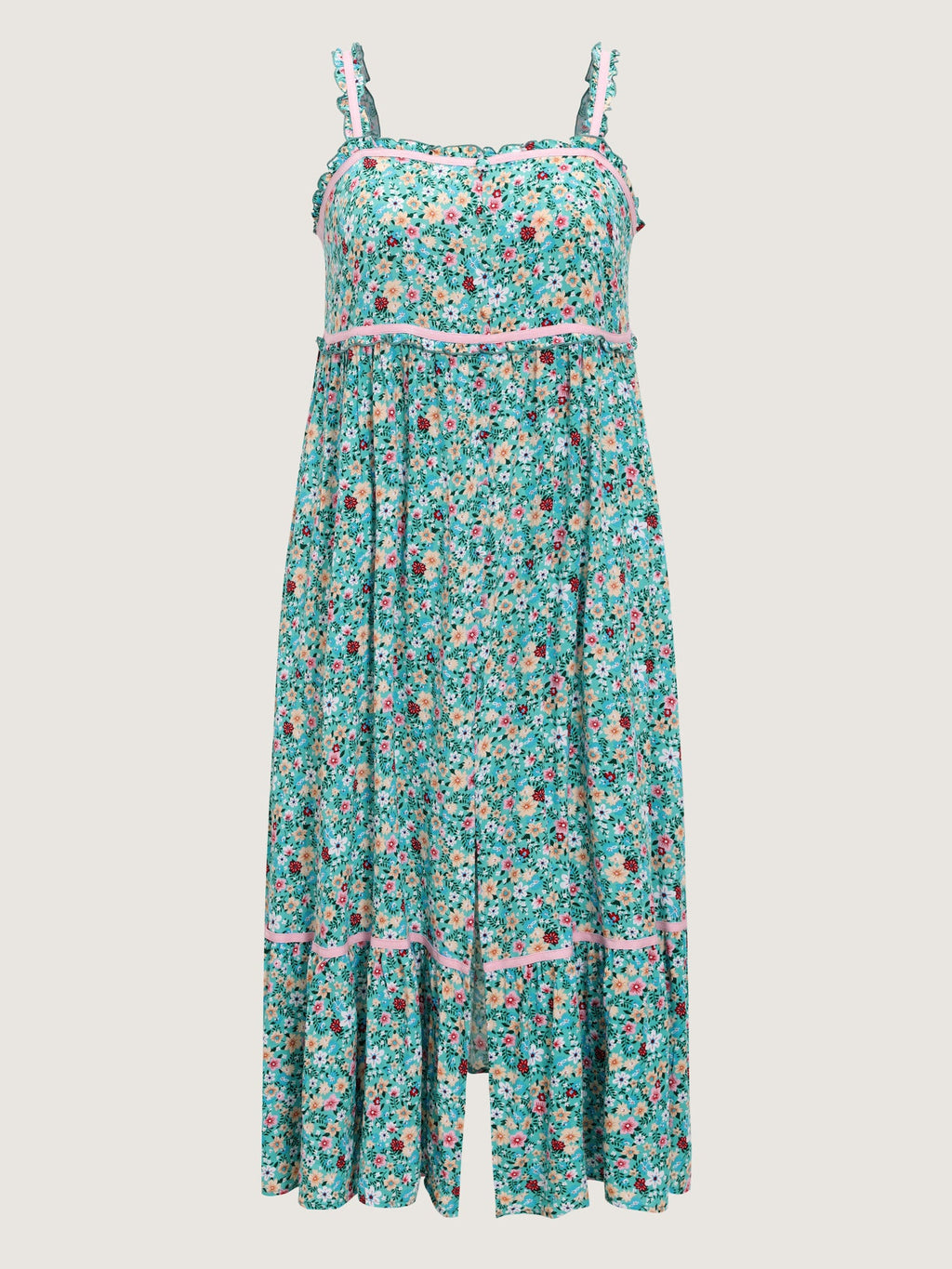 Floral Print Color Contrast Cami Maxi Dress