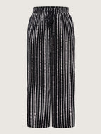 Striped Print Drawstring Waist Pants