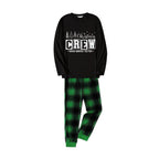 Christmas Family Matching Pajamas-Black Top and Green Plaid Pants Pjs Set with "Christmas Crew Making Memories Together " Print