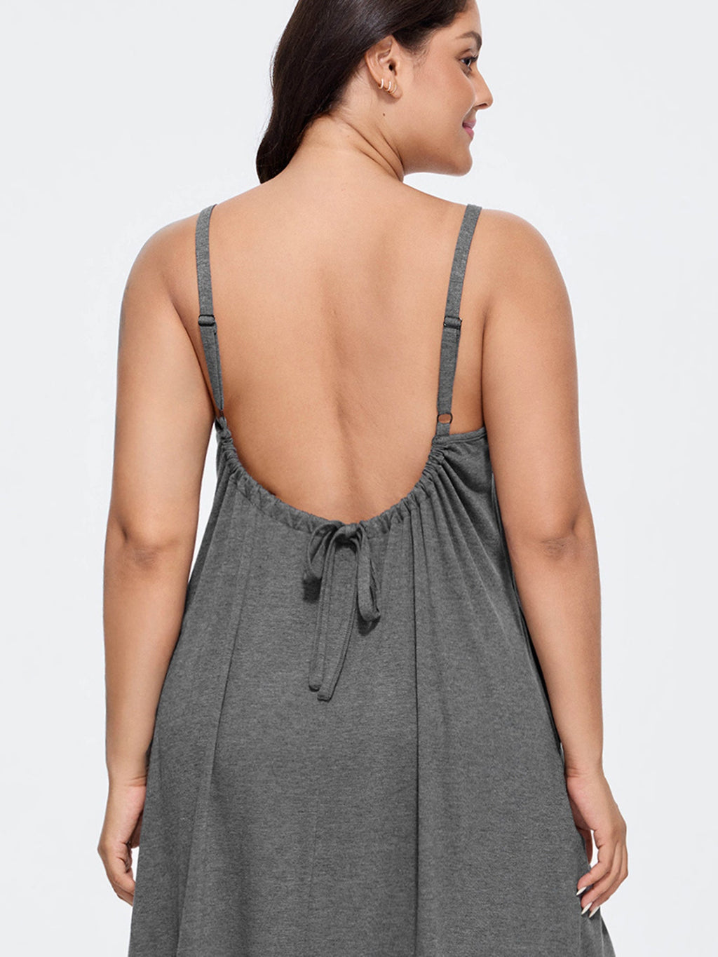 Supersoft Adjustable Drawstring Relaxed-Fit Backless Lounge Dress
