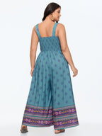 Geometric Print Adjustable Overall Jumpsuit