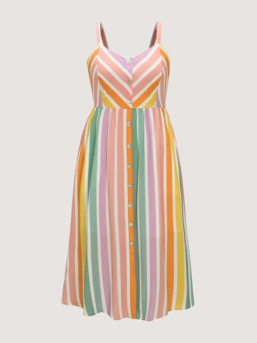 Soft Striped Pockets Cami Midi Dress