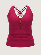 Cut-Out Back Bead Detail Swim Top