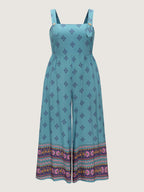 Geometric Print Adjustable Overall Jumpsuit