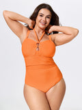 Cut-Out Halter Neckline One-Piece Swim
