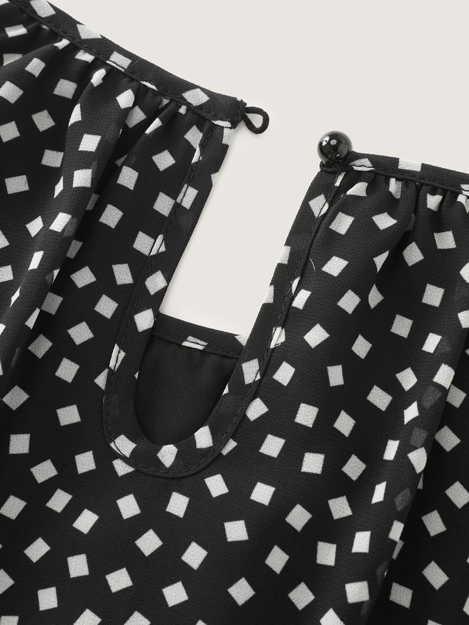 Sheer Sleeve Geometric Print Blouse