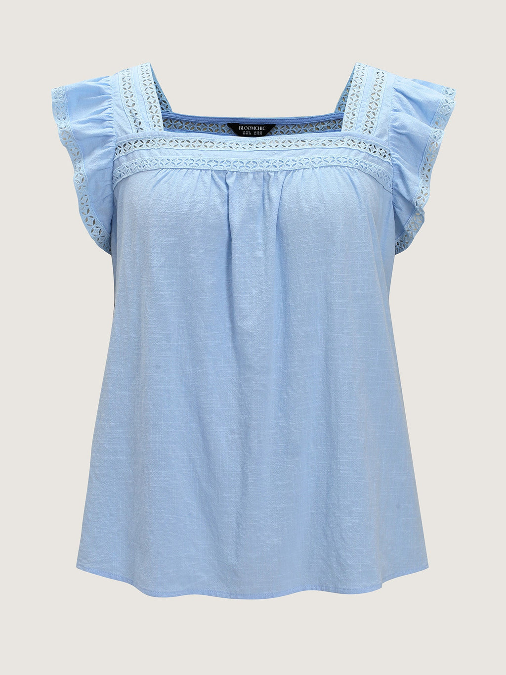 Cotton Ruffled Sleeve Lace Detail Top