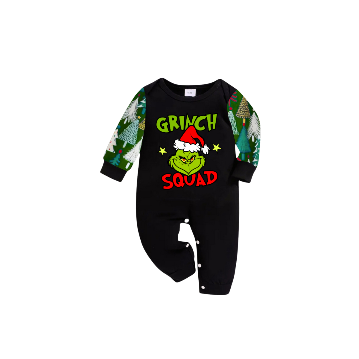 Grinch Squad Family Christmas Pajamas - Christmas Tree Pattern