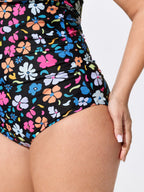 Split Hem Sarong Set Floral One-Piece Swim
