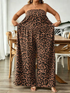 Women's Plus Size Tight Crop Top Romper, Animal Print Summer Casual Date Style, Comfortable and Stylish for Everyday Wear