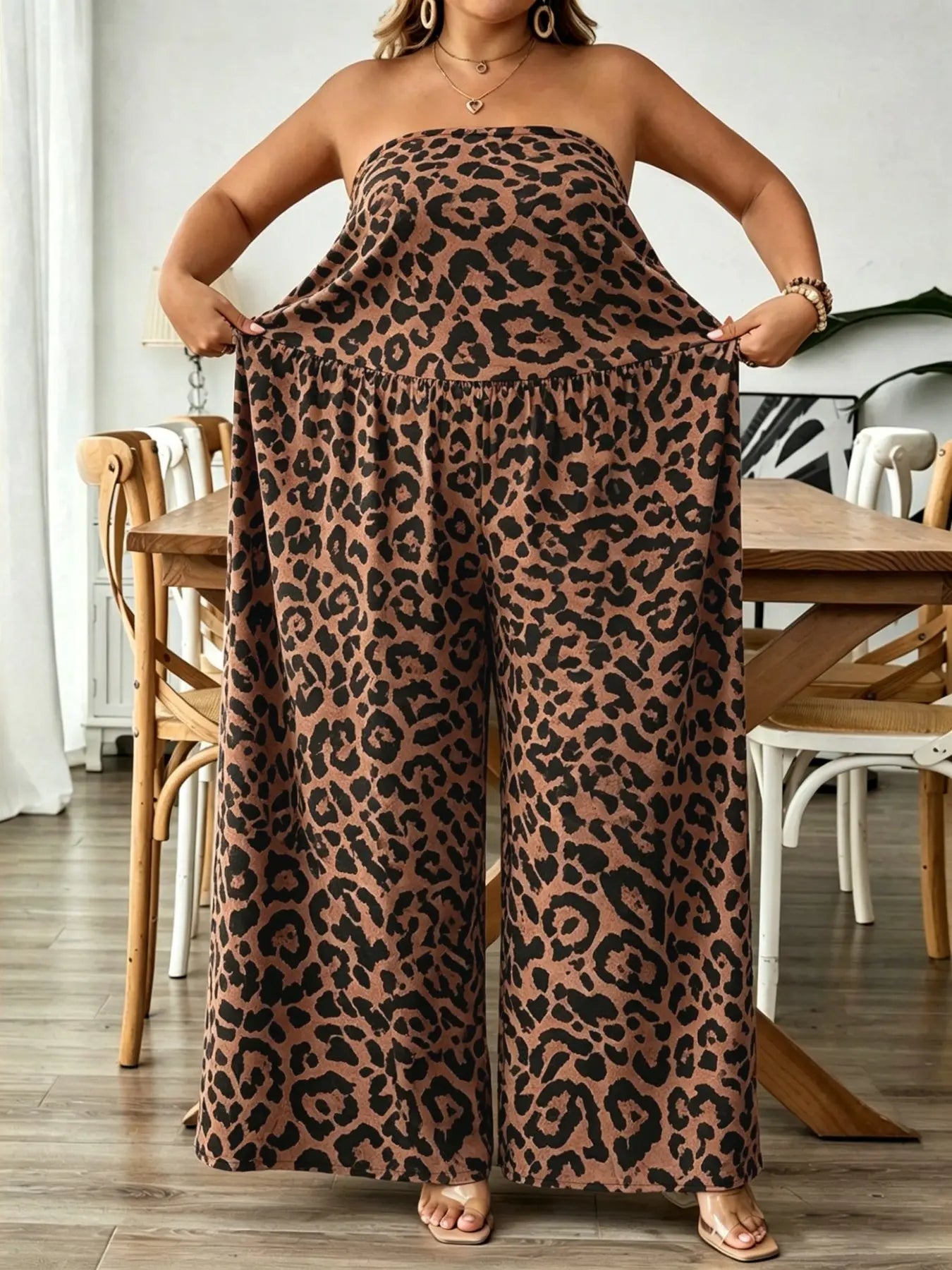 Women's Plus Size Tight Crop Top Romper, Animal Print Summer Casual Date Style, Comfortable and Stylish for Everyday Wear