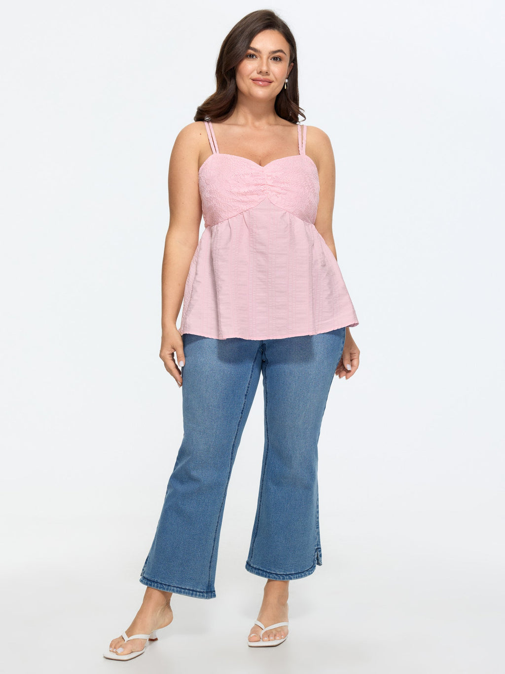 Textured Shirred Back Long Tank Top