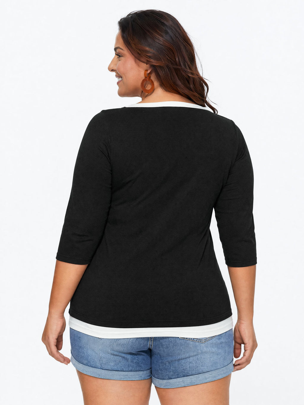 Supersoft Stretchy Color Contrast Knit Top