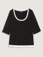 Supersoft Stretchy Color Contrast Knit Top