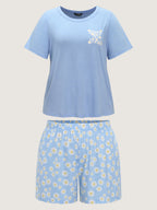 Supersoft Floral Print Color Contrast Pajama Set