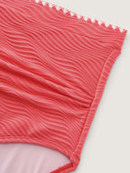 Textured Embroidered High Waisted Swim Bottoms