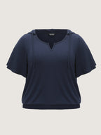 Stretchy Hooded Color Contrast T-Shirt