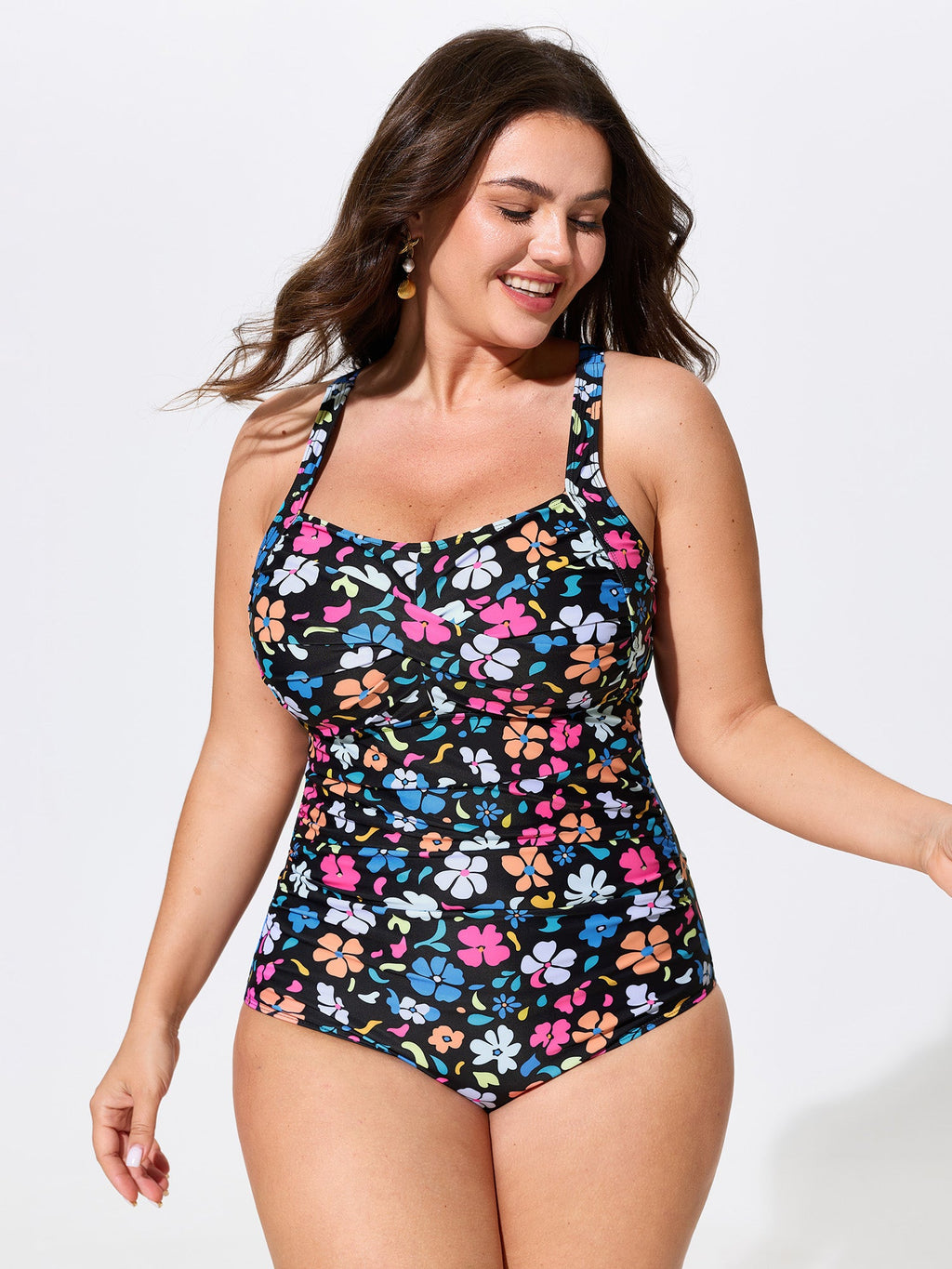 Split Hem Sarong Set Floral One-Piece Swim